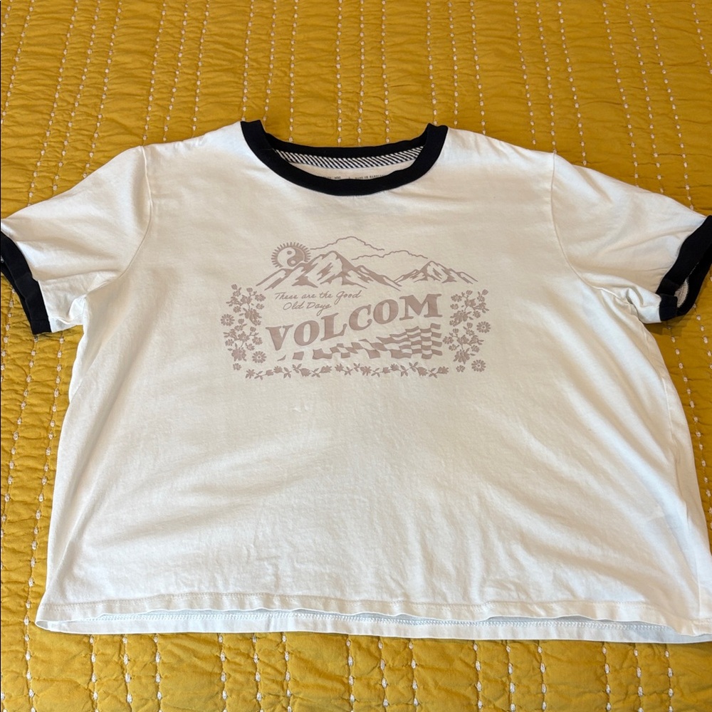 Volcom White and Black Graphic Tee